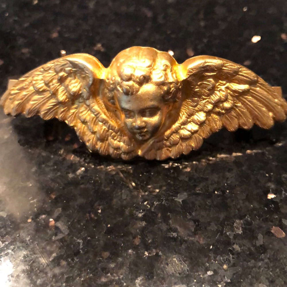 Kirks Folly Art Nouveau Style Gold Tone Angel Winged Cherub Hair pin - Picture 2 of 10